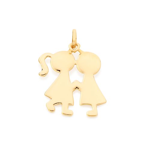 PINGENTE MENINO E MENINA BANHADO A OURO 18K
