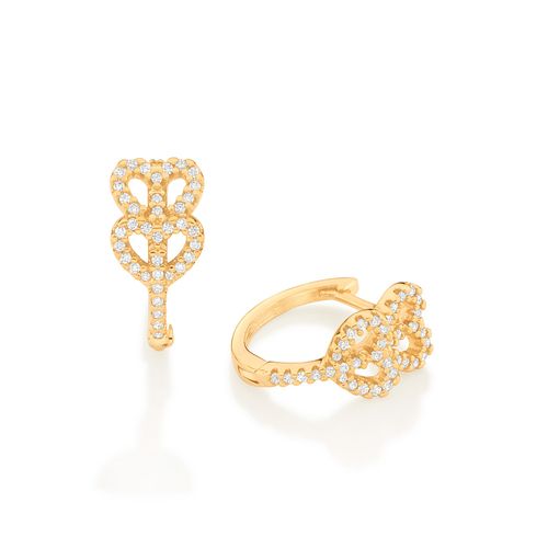 BRINCO ARGOLA CORAÇÕES BANHADO A OURO 18K