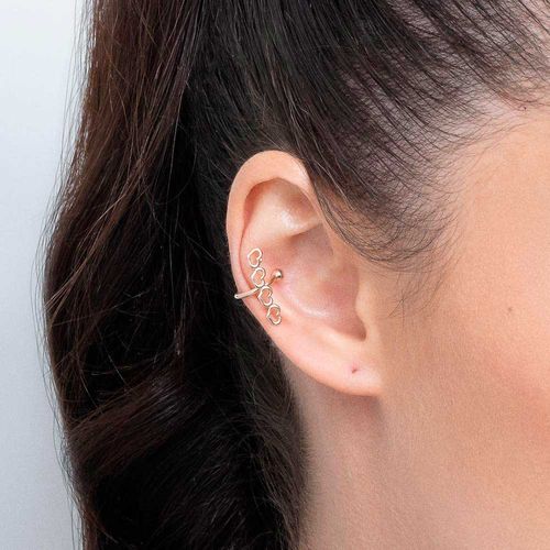 BRINCO PIERCING DE PRESSÃO CORAÇÕES BANHADO A OURO 18K
