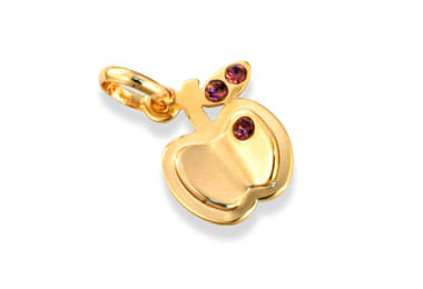 PINGENTE INFANTIL MAÇÃ BANHADO A OURO 18K COM CRISTAIS