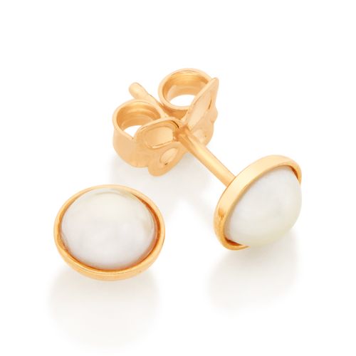 BRINCO SEGUNDO FURO BANHADO A OURO 18K COM PÉROLAS