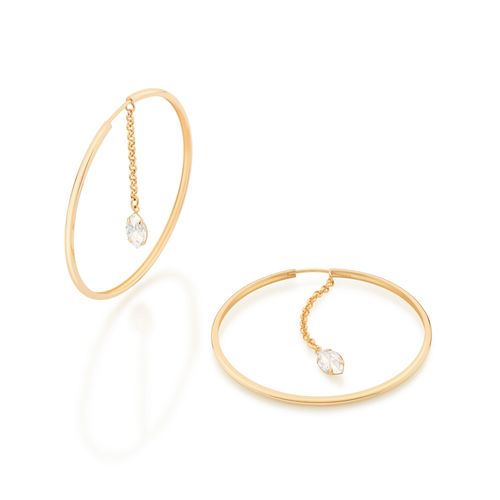 BRINCO ARGOLA BANHADO A OURO 18K COM ZIRCÔNIA NAVETE