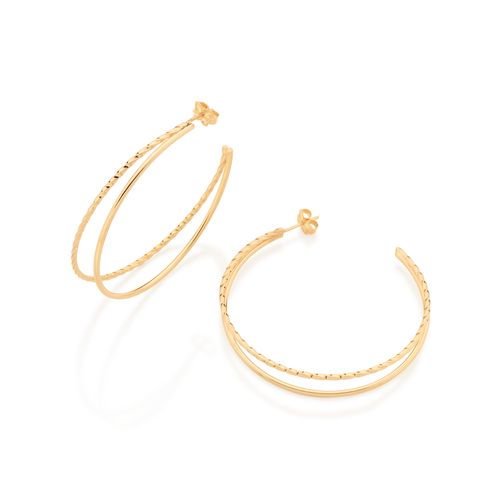 BRINCO MEIA ARGOLA DOIS AROS BANHADO A OURO 18K