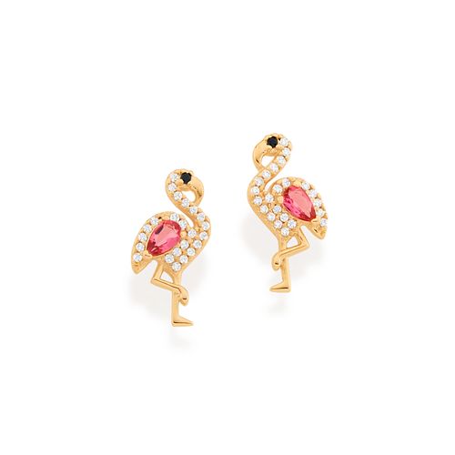 BRINCO FLAMINGO BANHADO A OURO 18K