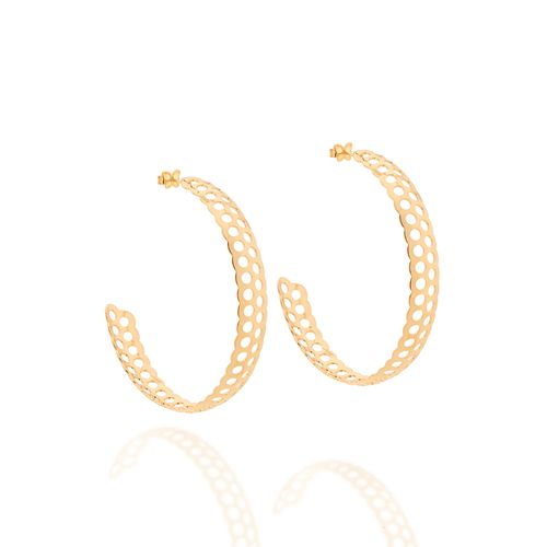 BRINCO MEIA ARGOLA BANHADO A OURO 18K