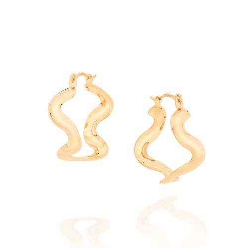 BRINCO ARGOLA ONDAS BANHADO A OURO 18K