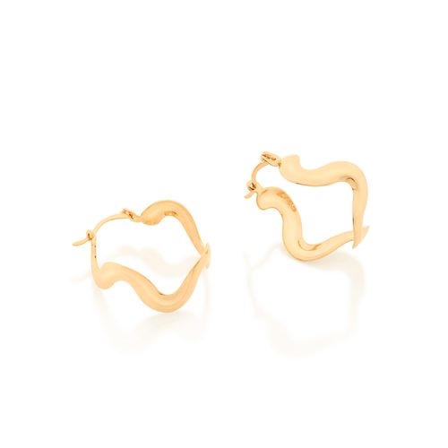 BRINCO ARGOLA ONDAS BANHADO A OURO 18K