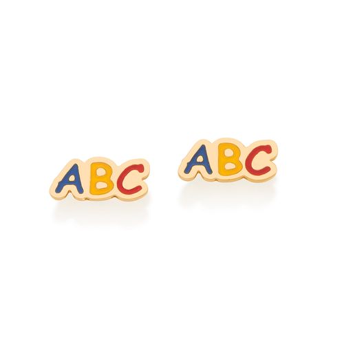 BRINCO ABC BANHADO A OURO 18K COM APLICAÇÃO DE RESINA-COLORIDO