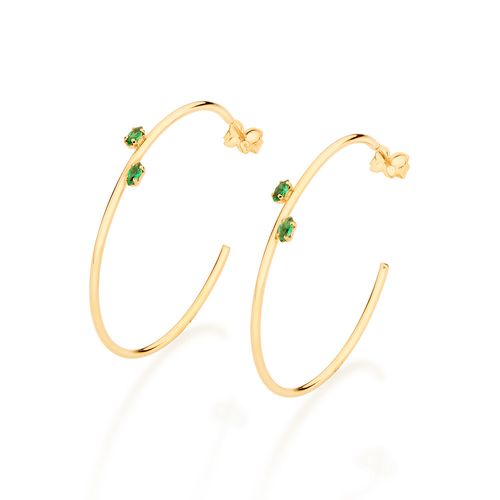 BRINCO MEIA ARGOLA BANHADO A OURO 18K COM ZIRCÔNIAS NAVETES