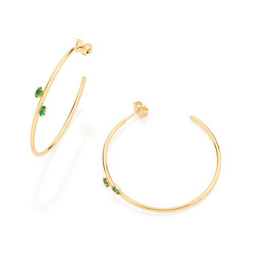 BRINCO MEIA ARGOLA BANHADO A OURO 18K COM ZIRCÔNIAS NAVETES