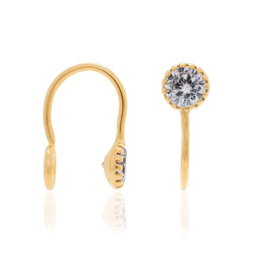 BRINCO PIERCING DE PRESSÃO BANHADO A OURO 18K COM ZIRCÔNIA
