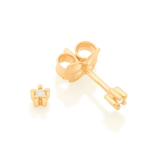 BRINCO SEGUNDO FURO FLOR BANHADO A OURO 18K