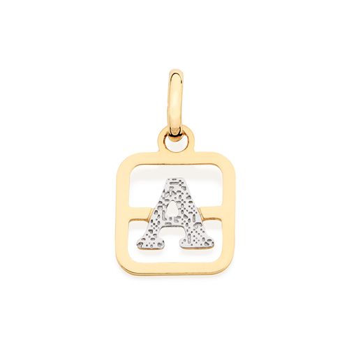 PINGENTE ALFABETO BANHADO  AOURO 18K COM APLICAÇÃO DE RHODIUM-LETRA S