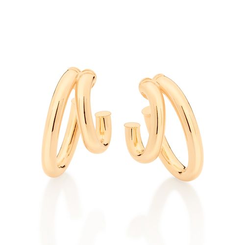 BRINCO MEIA ARGOLA DUPLA BANHADO A OURO 18K