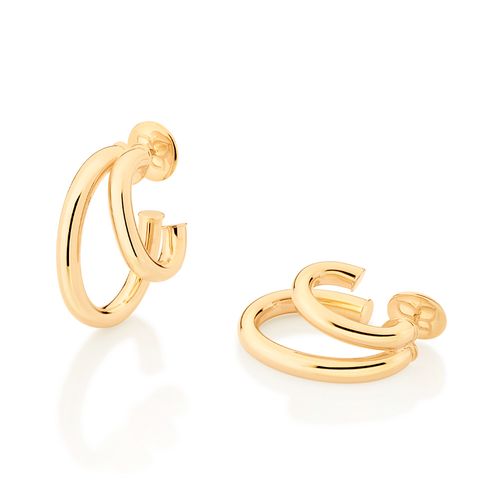 BRINCO MEIA ARGOLA DUPLA BANHADO A OURO 18K