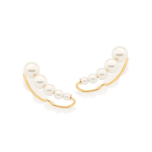 BRINCO EAR CUFF COM PÉROLAS BANHADO A OURO 18K