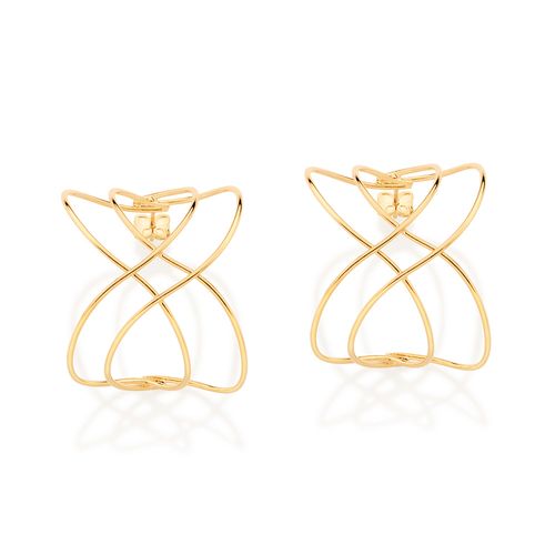 BRINCO MEIA ARGOLA INFINITO BANHADO A OURO 18K