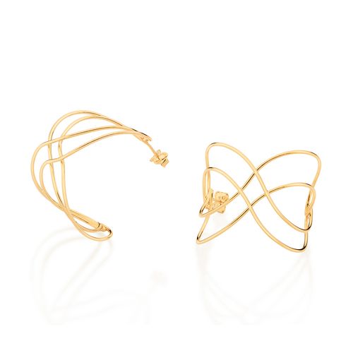 BRINCO MEIA ARGOLA INFINITO BANHADO A OURO 18K