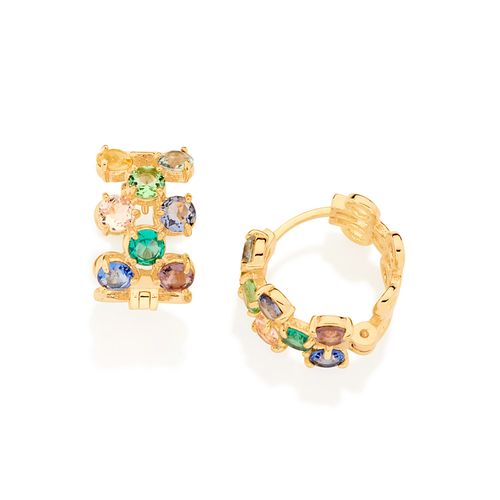 BRINCO ARGOLA BANHADO A OURO 18K COM CRISTAIS