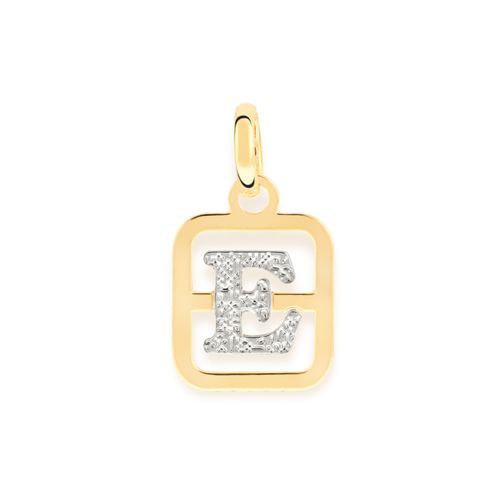 PINGENTE ALFABETO BANHADO  AOURO 18K COM APLICAÇÃO DE RHODIUM-LETRA E