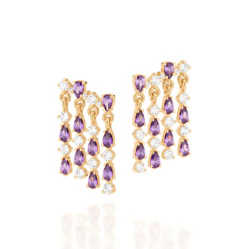 BRINCO CASCATA BANHADO A OURO 18K COM ZIRCÔNIAS