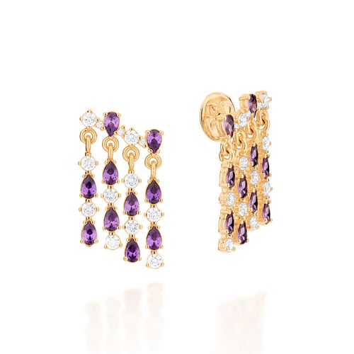 BRINCO CASCATA BANHADO A OURO 18K COM ZIRCÔNIAS