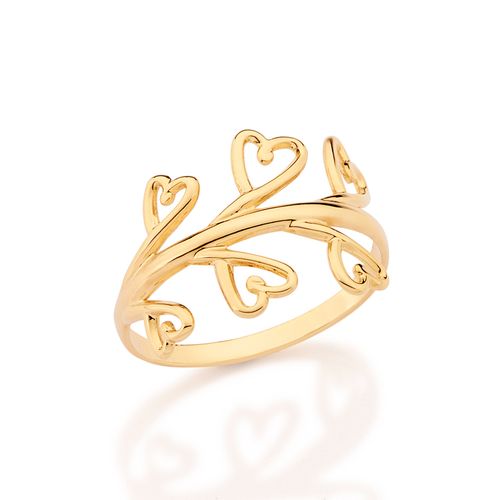 ANEL SKINNY CORAÇÕES BANHADO A OURO 18K