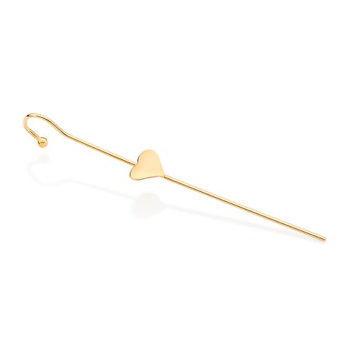 BRINCO EAR CLIMBER CORAÇÃO BANHADO A OURO 18K
