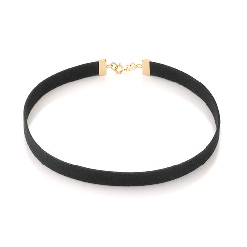 CHOKER DE COURO SINTÉTICO BANHADO A OURO 18K