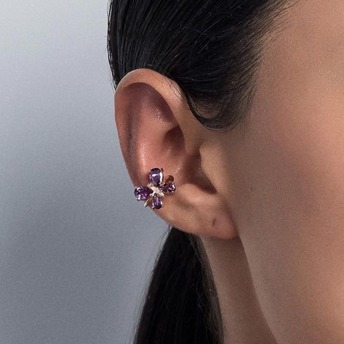 BRINCO PIERCING DE PRESSÃO BORBOLETA BANHADO A OURO 18K COM ZIRCÔNIAS