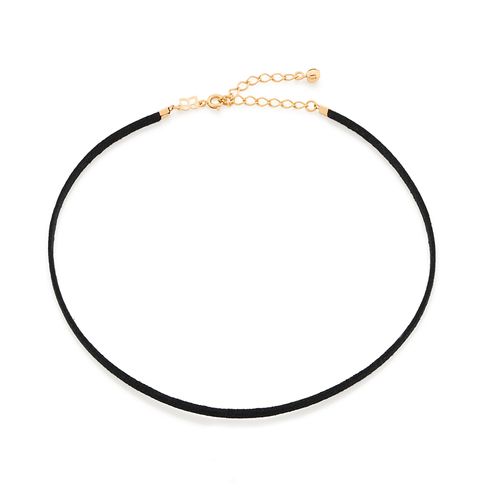 GARGANTILHA CHOKER DE COURO SINTÉTICO BANHADA A OURO 18K