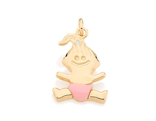 PINGENTE BANHADO A OURO 18K MENINA DE FRALDA