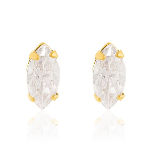 BRINCO INFANTIL SOLITÁRIO BANHADO A OURO 18K COM CRISTAIS