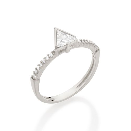 ANEL SOLITÁRIO BANHADO A RHODIUM COM ZIRCÔNIAS