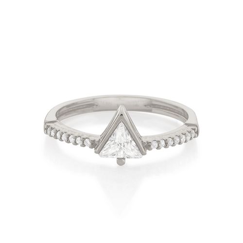 ANEL SOLITÁRIO BANHADO A RHODIUM COM ZIRCÔNIAS