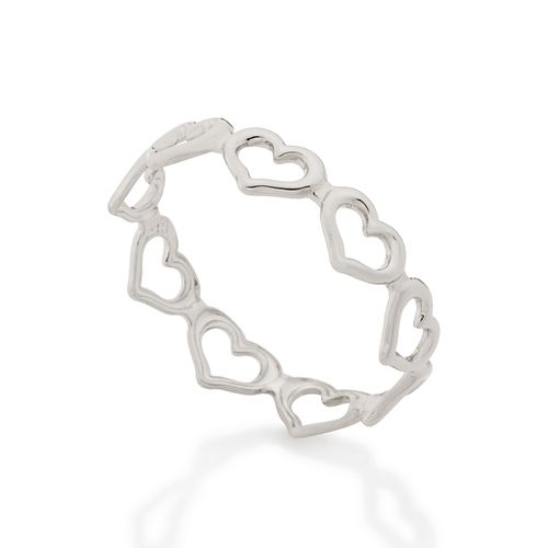 ANEL CORAÇÕES BANHADO A RHODIUM