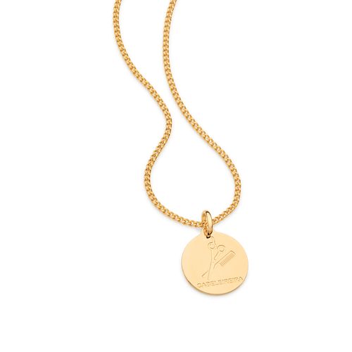 MEDALHA PROFISSÃO CABELEREIRA BANHADA A OURO 18K