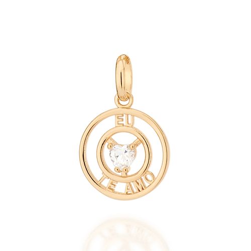 PINGENTE EU TE AMO BANHADO A OURO 18K COM ZIRCÔNIA