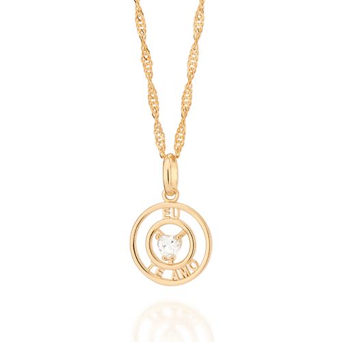 PINGENTE EU TE AMO BANHADO A OURO 18K COM ZIRCÔNIA
