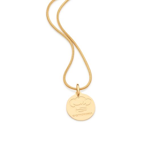 MEDALHA PROFISSÃO GASTRONOMIA BANHADA A OURO 18K
