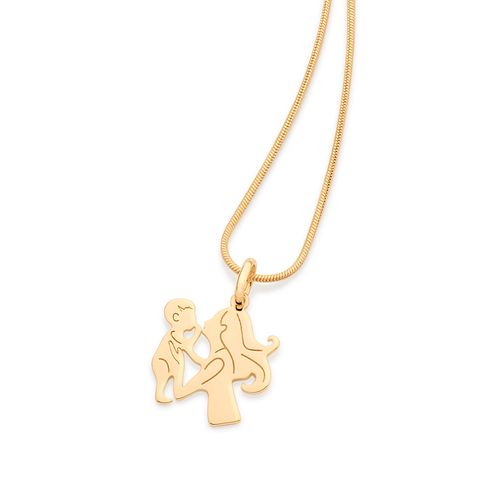 PINGENTE MÃE COM FILHO BANHADO A OURO 18K