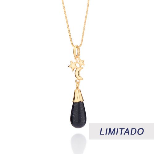 PINGENTE COM PEDRA DA ESTRELA BANHADO A OURO 18K