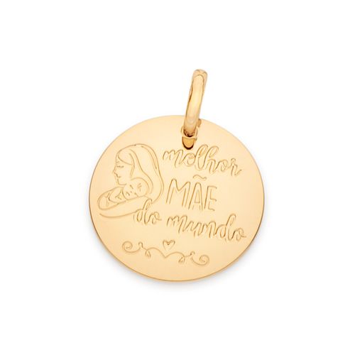 MEDALHA MELHOR MÃE DO MUNDO BANHADA A OURO 18K