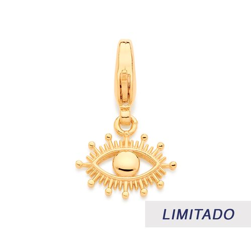 BERLOQUE OLHO GREGO VAZADO BANHADO A OURO 18K