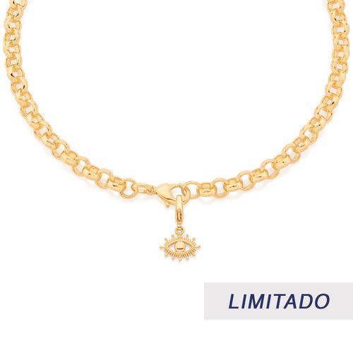 BERLOQUE OLHO GREGO VAZADO BANHADO A OURO 18K