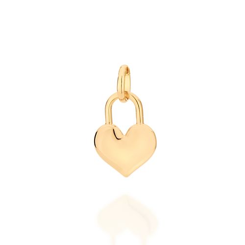 PINGENTE CORAÇÃO CADEADO BANHADO A OURO 18K