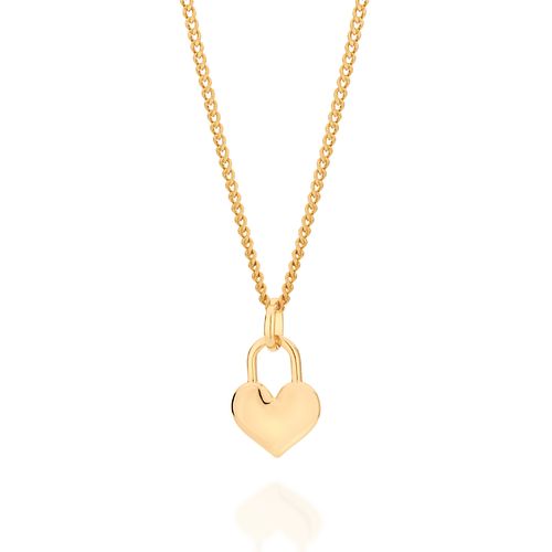 PINGENTE CORAÇÃO CADEADO BANHADO A OURO 18K