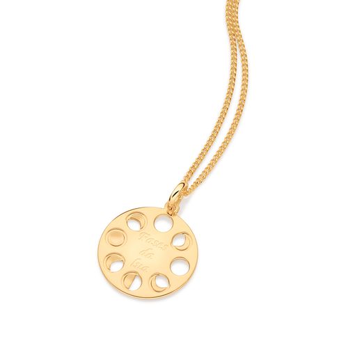 MEDALHA FASES DA LUA BANHADA A OURO 18K