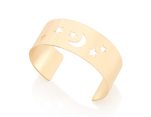 BRACELETE BANHADO A OURO 18K ESTRELAS E LUA