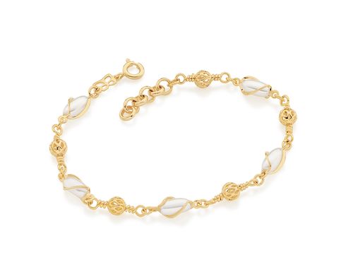 PULSEIRA BANHADA A OURO 18K COM PÉROLAS SINTÉTICAS